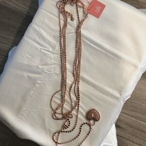 Cabi Key and heart shaped lock necklaces rose gold tone 2 necklaces